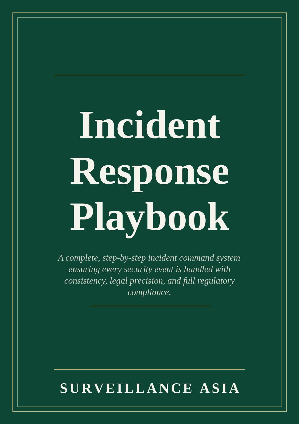 Incident Response Playbook, cover