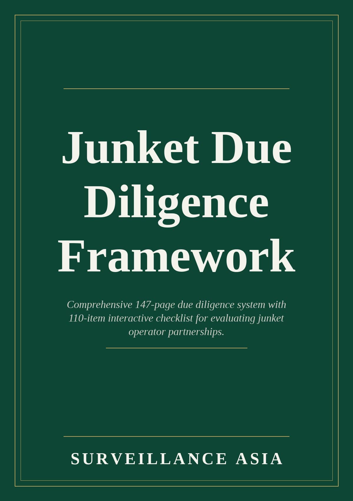 Junket Due Diligence Framework, cover
