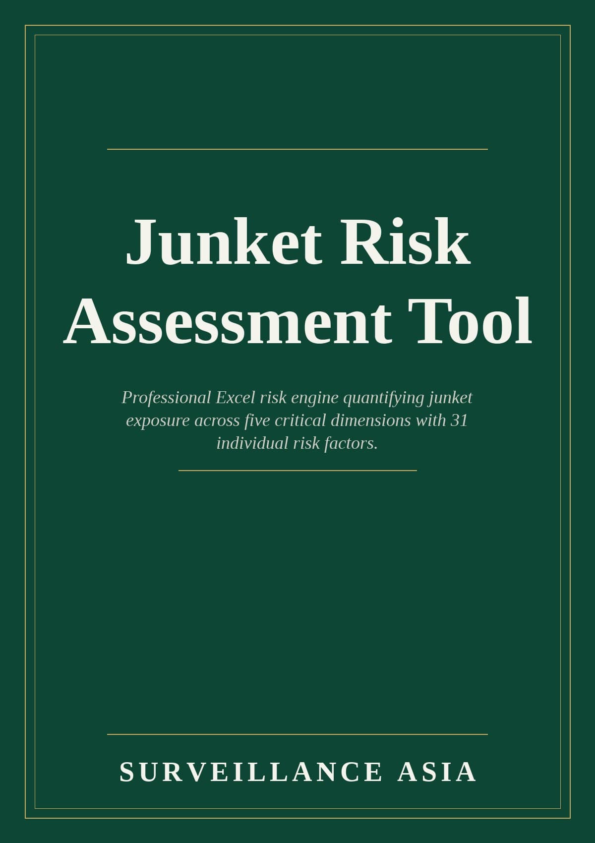 Junket Risk Assessment Tool, cover