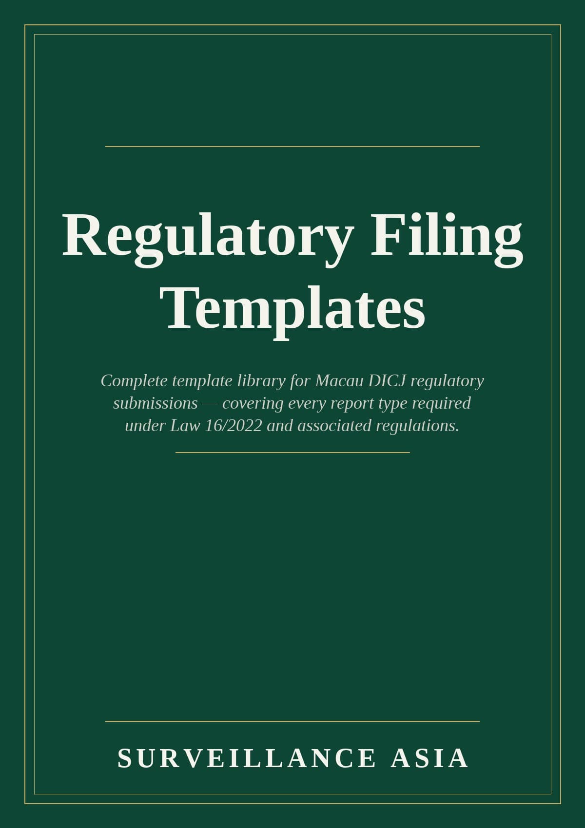 Regulatory Filing Templates, cover