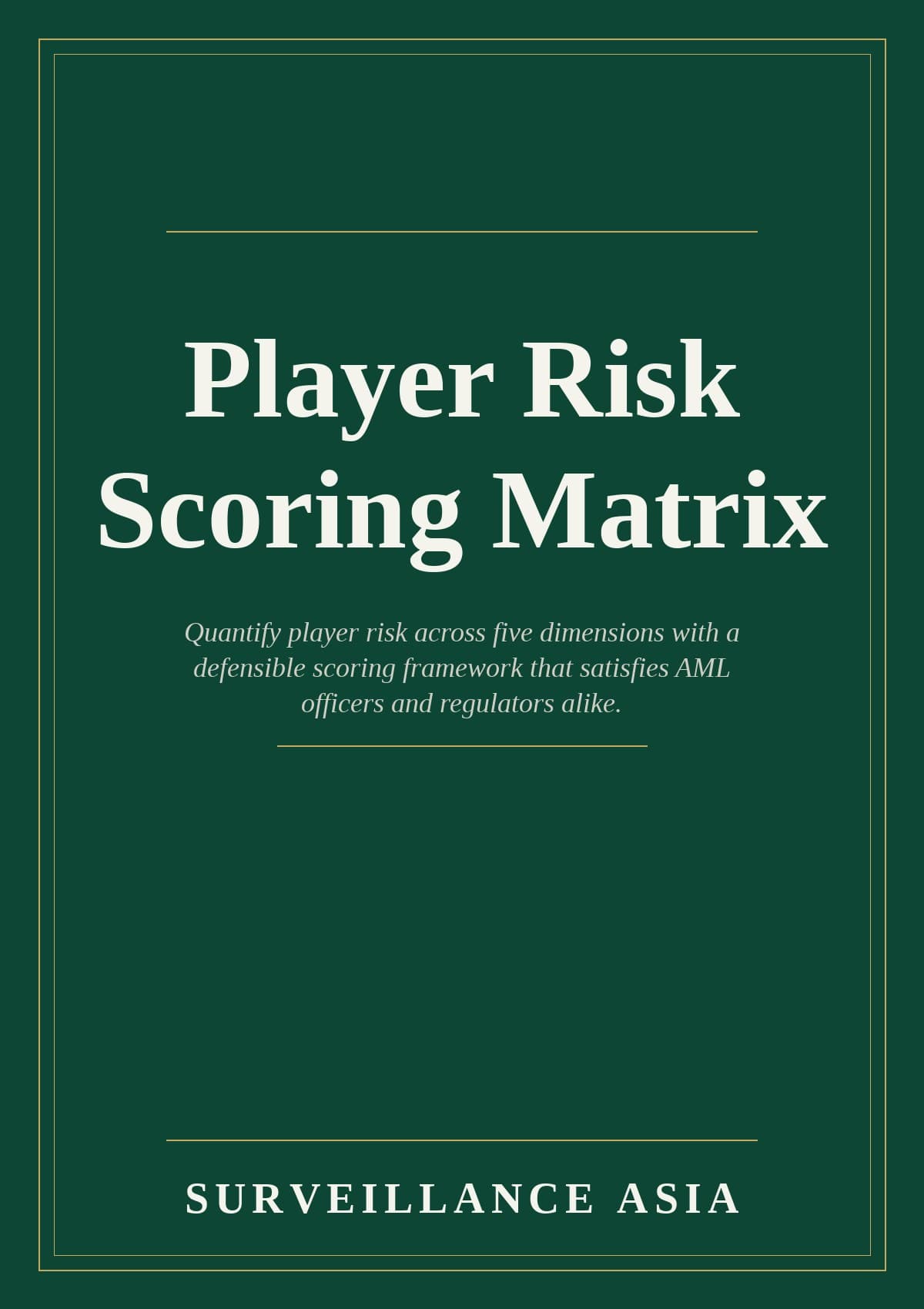 Player Risk Scoring Matrix, cover